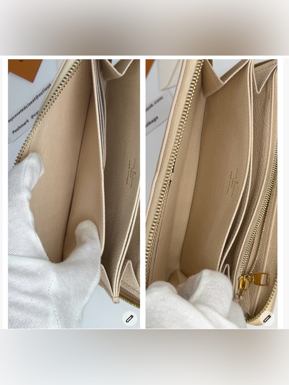 LV Cream & Pink Giant Empriente Monogram Zippy Wallet Full Set w/Entrupy COA - Picture 8 of 12